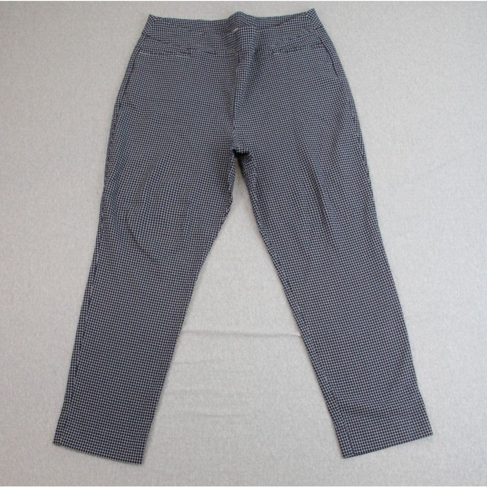 Chicos Pants Womens 3R Check Stretch Pockets Flat Front Pull On